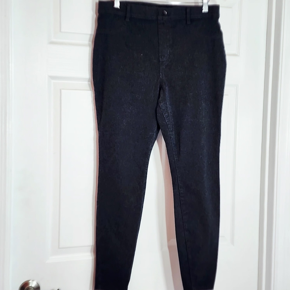 Black Denim JeansTIME & TRU Pull-on Jegging Stretch Pants Charcoal Skinny Fitted